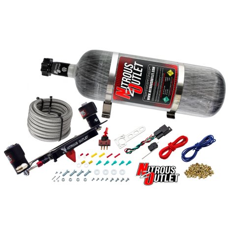 Nitrous Outlet Oxide Systems 00-10606-GEN4-12 Systems, 4150 Stinger 4 Race System - Hard-line/.178 (Gas/E85)(5-55 psi)(50-600 HP)(12lb Bottle)
