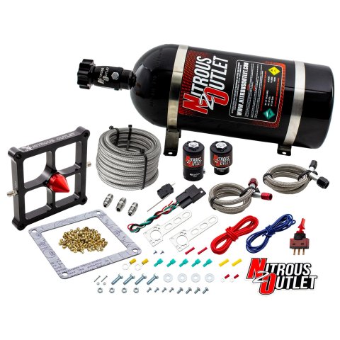 Nitrous Outlet Oxide Systems 00-10650-GEN4-10 Systems, 4500 Stinger 4 System - Braided Hoses/.122 (Gas/E85)(5-55 psi)(50-500 HP)(10lb Bottle)