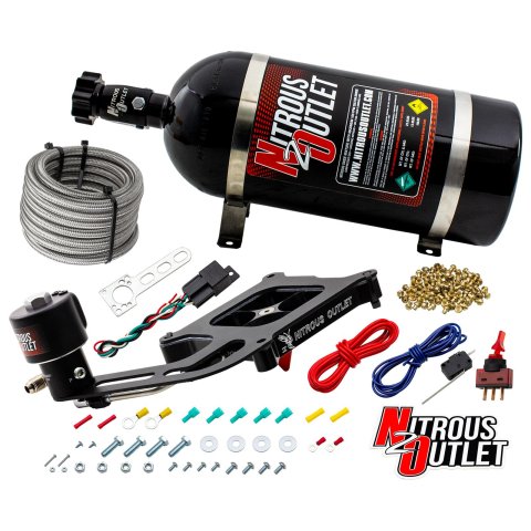 Nitrous Outlet Oxide Systems 00-10674-GEN4-10 Systems, 4150 Stinger 4 Dry Race System - Hard-line/.178 Trashcan Solenoid/Boomerang Solenoid Bracket - (50-600 HP)(10lb Bottle)