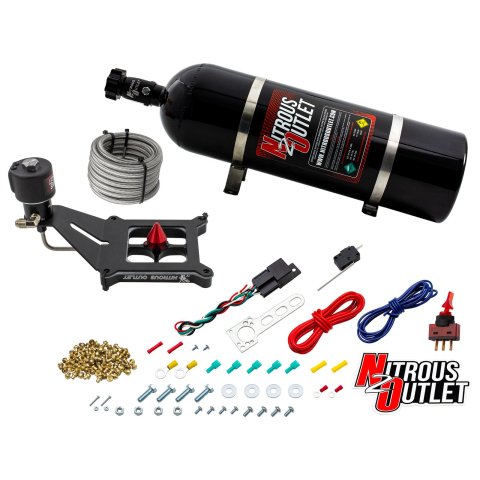 Nitrous Outlet Oxide Systems 00-10676-GEN4-15 Systems, 4150 Stinger 4 Dry Race System - Hard-line/Mount Upside Down - (50-600 HP)(15lb Bottle)