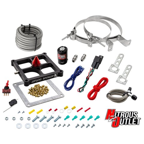 Nitrous Outlet Oxide Systems 00-10677-GEN4-00 Systems, 4500 Stinger 4 Dry System - Braided Hoses/.122 Solenoid/Universal Solenoid Bracket - (50-500 HP)(No Bottle)