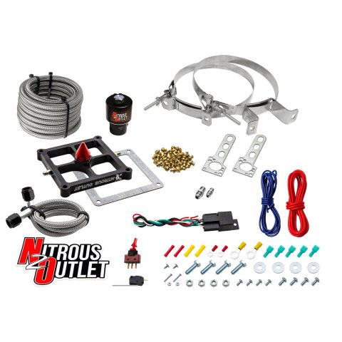 Nitrous Outlet Oxide Systems 00-10678-GEN4-00 Systems, 4500 Stinger 4 Dry Race System - Braided Hoses/.178 Trashcan Solenoid/Universal Solenoid Bracket - (50-600 HP)(No Bottl