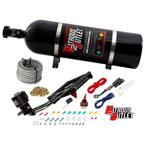 Nitrous Outlet Oxide Systems 00-10681-GEN4-15 Systems, 4500 Stinger 4 Dry Race System - Hard-line/.178 Trashcan Solenoid/Boomerang Solenoid Bracket - (50-600 HP)(15lb Bottle)