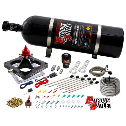 Nitrous Outlet Oxide Systems 00-45900CS-DRY1-15 Systems, 4500 Dry Kraken Competition Plate System - l Solenoid Bracket (200-950 HP)(15lb Bottle)