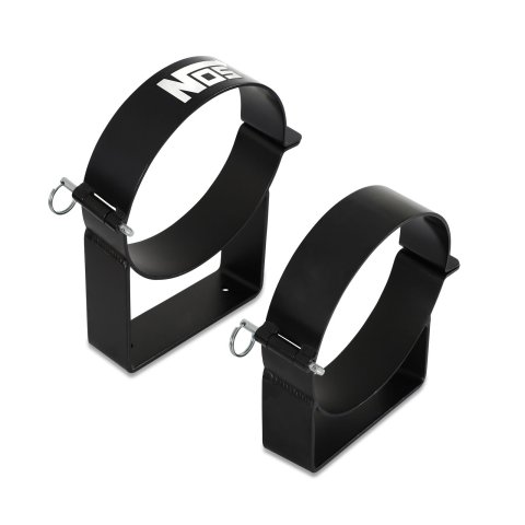 NOS Nitrous Bottle Brackets 14140NOS Brackets, Hinged, Aluminum, Black Powdercoated, 7 in. Diameter, 10/15 lb. Bottles, Pair