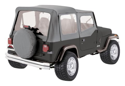 RT Off-Road Replacement Soft Tops for 1987-1995 WRANGLER - RT10009 Top, Replacement, Fabric, Gray, Upper Doors, Clear Windows, Jeep, Each