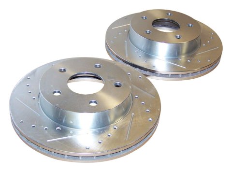 RT Off-Road Drilled and Slotted Rotor Sets RT31032 Brake Rotors, Front, Cross-drilled Surface, Iron, Natural, 12.500 in. O.D., Jeep, Pair
