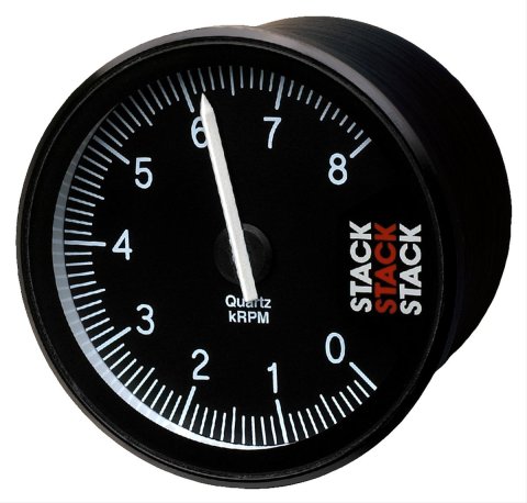 Stack Action Replay Tachometers ST430-010 Tachometer, Replay, Analog, 0-10,000 rpm, 5 in. Diameter, Black Gauge Face, Memory Recall, Kit