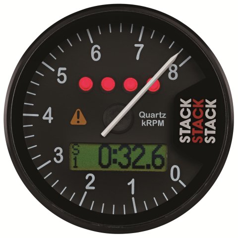 Stack ST700 Dash Display Systems ST700SR-A Gauge Kit, System, Analog, Black Face, White Numbers, White Pointer, Black Bezel, Tachometer, 0-8,000 rpm, Each
