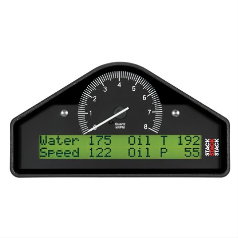 Stack Gauges Gauge Kits and Instrument Clusters ST8100AR-A-U ACTION REPLAY DASH, BLK, 0-8K RPM (PSI, DEG. C, MPH)