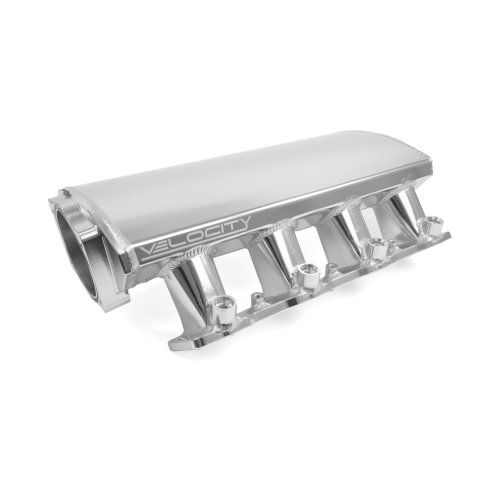 Top Street Performance Velocity Fabricated Aluminum Angled Low-Profile Sheet Metal Intake Manifolds 81003CA Manifold, Fuel Injected, 102mm Bore Size, Aluminum, Clear Anodized, Chevrolet, LS3, L92, Each