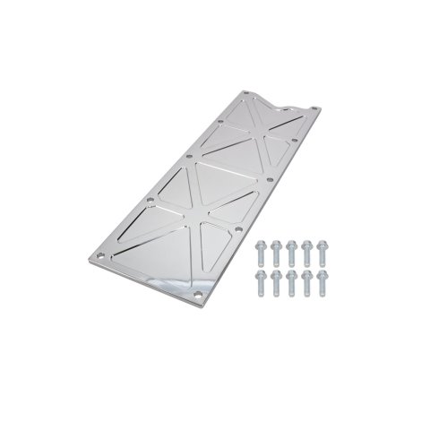 Top Street Performance Trussed-Style Engine Valley Covers 81043C Cover, Trussed, Billet Aluminum, Chrome, Hardware Included, Chevy, Each
