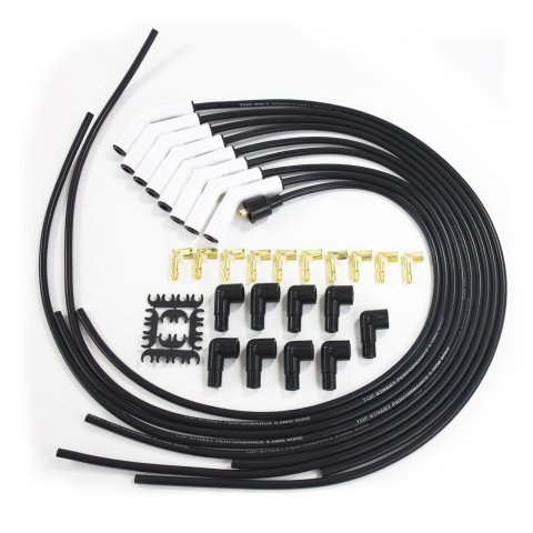 Top Street Performance Premium Spark Plug Wire Sets 85035 Sets, 8.5mm, Spiral Core, Black Wire, 135 Degree Boots, Universal, Set