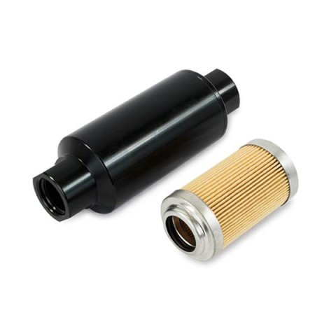 Top Street Performance Fuel Filters JM1021BK ALUMINUM INLINE FUEL FILTER WITH 10 MICRON ELEMENT, ORB-10, BLACK