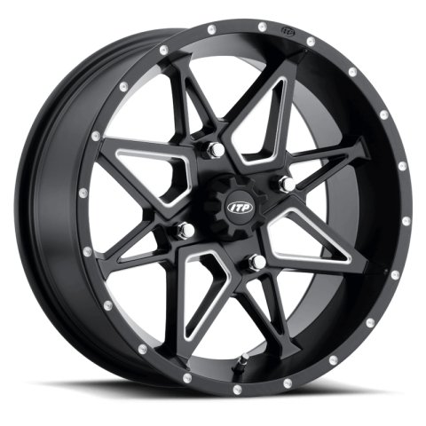 ITP Tornado 15X7 / 4x136 BP / 5+2 Offset Matte Black w/ Milled Accents Wheel