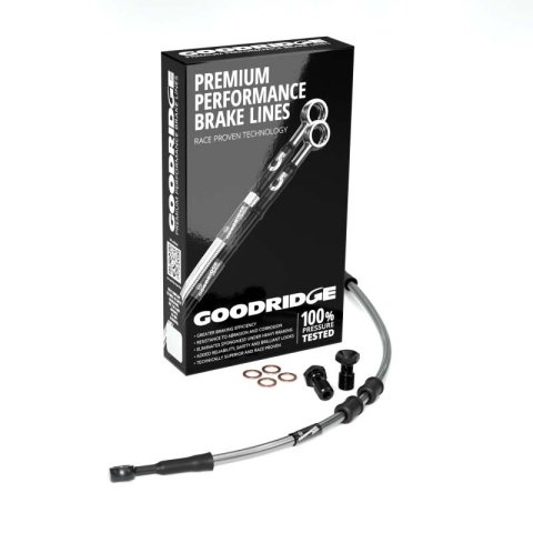 Goodridge 18-23 HD FLHC/FLHCS (w/ABS) -4in Clear Brake Line Kit w/Black Fittings