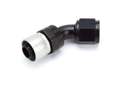 Fitting - Hose End - StreetLite - 45 Degree - 10 AN Hose to 10 AN Female - Swivel - Aluminum - Black Anodized - Each