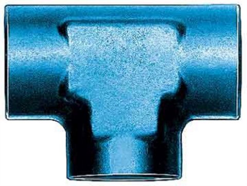 Fitting - Adapter Tee - 8 AN Female x 8 AN Female x 8 AN Female - Aluminum - Blue Anodized - Each