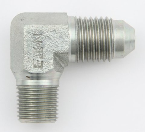 Fitting - Adapter - 90 Degree - 4 AN Male to 1/8 in NPT Male - Steel - Zinc Plated - Each