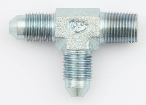 Fitting - Adapter Tee - 3 AN Male x 3 AN Male 1/8 in NPT Male - Steel - Zinc Plated - Each
