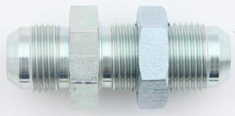 Fitting - Bulkhead - Straight - 6 AN Male to 6 AN Male Bulkhead - Steel - Zinc Oxide - Each