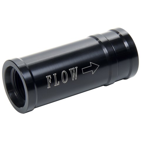 Check Valve - 10 AN Female O-Ring Inlet - 10 AN Female O-Ring Outlet - Aluminum - Black Anodized - Each