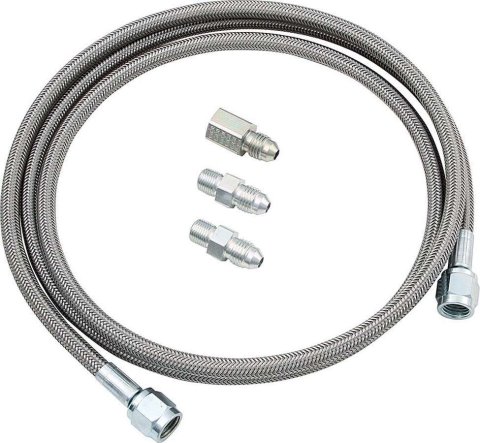 Gauge Line Kit - 4 AN - 4 ft Long - 4 AN Female to 4 AN Female - Fittings Included - PTFE - Braided Stainless - Mechanical Pressure Gauges - Kit