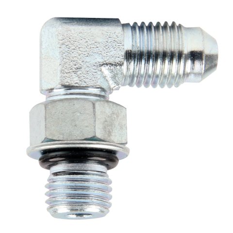 Fitting - Adapter - 90 Degree - 4 AN Male to 4 AN Male O-Ring - Steel - Zinc Oxide - Set of 10