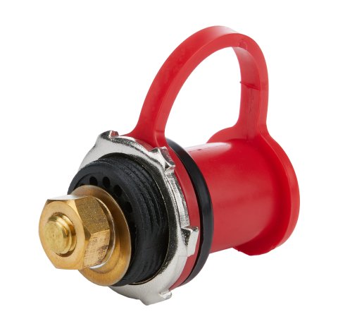 Remote Battery Terminal - Top Post - 1.25 in Diameter Hole - 3/8-16 in Stud - Rubber Cap - Red - Set of 25