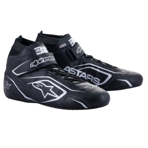 Driving Shoe - Tech 1-T V3 - Mid-Top - SFI 3.3/5 - Leather Outer - Nomex Inner - Black / Silver - Size 13 - Pair