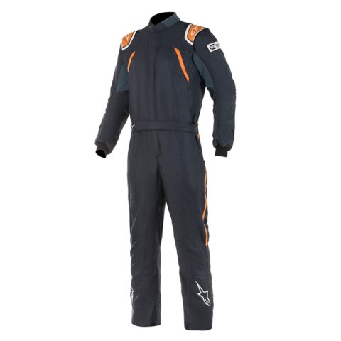 Driving Suit - GP Pro Comp - 1-Piece - SFI 3.2A/5 - FIA Approved - Triple Layer - Fire Retardant Fabric - Black / Fluorescent Orange - X-Large - Each