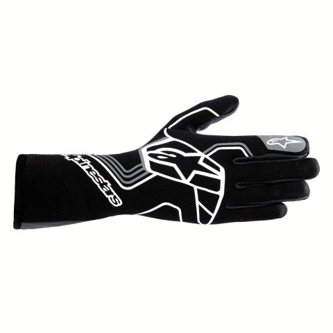Driving Gloves - Tech-1 Race V4 - SFI 3.3/5 - FIA Approved - 2 Layer - Aramid / Silicone - Elastic Cuff - Black / Gray - Large - Pair