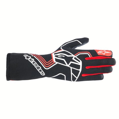 Driving Gloves - Tech-1 Race V4 - SFI 3.3/5 - FIA Approved - 2 Layer - Aramid / Silicone - Elastic Cuff - Black / Red - Medium - Pair