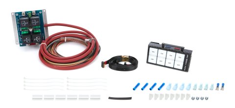 Switch Panel - Model 4003 - Dash Mount - 4.875 x 2.375 in - 4 Flat Switches - Fused - Indicator Lights - Relay Board / Wiring Included - Carbon Fiber - Kit