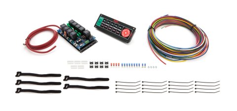 Switch Panel - Dash Mount - 8.75 x 3.25 in - 7 Flat Switches - Fused - Indicator Lights - Relay Board / Wiring Included - White Interior Light - Carbon Fiber Look - Kit