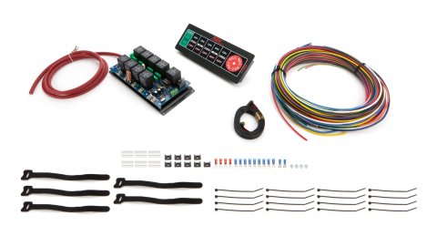 Switch Panel - Roll Bar Mount - 8.75 x 3.25 in - 7 Flat Switches - Fused - Indicator Lights - Relay Board / Wiring Included - Blue Interior Light - Carbon Fiber Look - Kit
