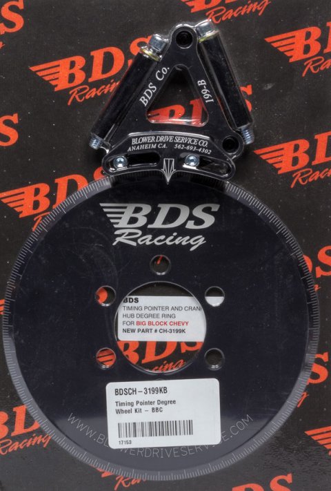 Degree Wheel - 7 in Diameter - Timing Pointer - Aluminum - Black Anodized - Big Block Chevy - Each