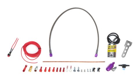 Nitrous Oxide Purge Kit - Single Outlet - V-Pattern Purge Cloud - Solenoid / Wiring / Fittings / Button - 4 AN Thread - Kit