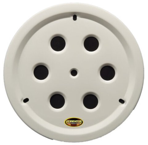 Mud Cover - Bolt-On - Vented Center Hole - Aluminum - White Anodized - 15 in Wheels - Each