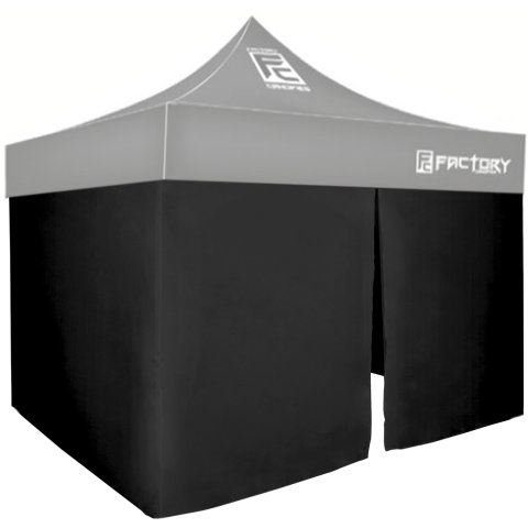 Canopy Wall - 3 sides - 10 x 10 ft Canopy - Fire / Water Resistant Fabric - Black - Kit