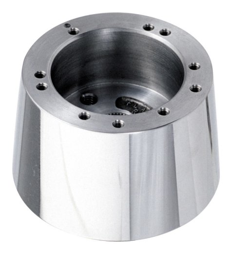 Steering Wheel Adapter - Tapered - 2-1/2 in Thick - Hardware Included - 5 or 6-Bolt Wheel to Flaming River Column - Aluminum - Polished - Universal - Each