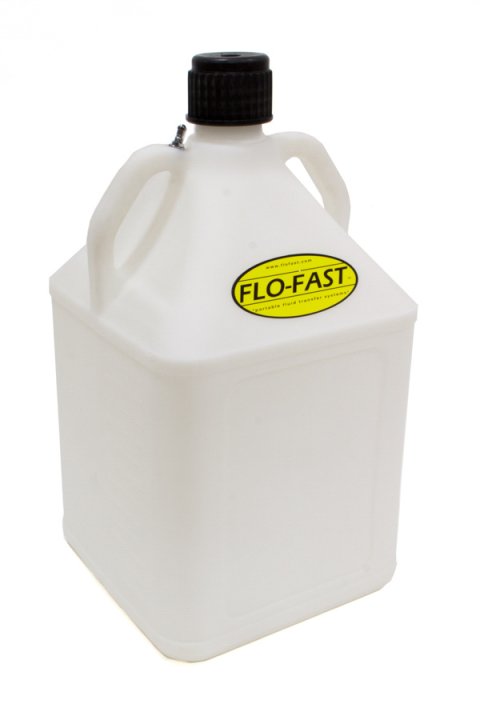 Utility Jug - 7.5 gal - 11.25 x 11 x 26 in Tall - O-Ring Seal Cap - Petcock Vent - Square - Plastic - White - Each