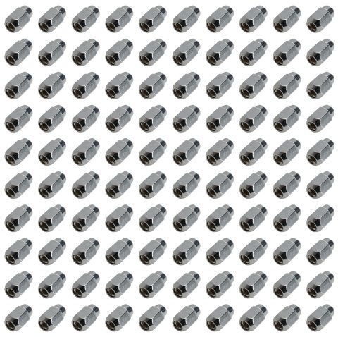 Lug Nut - Acorn - 7/16-20 in Right Hand Thread - 13/16 in Hex Head - 60 Degree Seat - Closed End - Steel - Chrome - Set of 100
