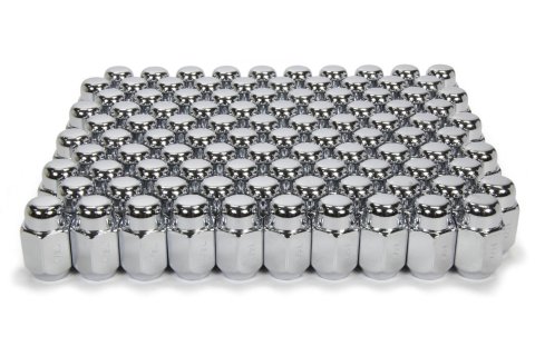Lug Nut - Acorn - 1/2-20 in Right Hand Thread - 13/16 in Hex Head - 60 Degree Seat - Closed End - Steel - Chrome - Set of 100