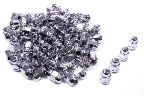 Lug Nut - Acorn Bulge - 1/2-20 in Right Hand Thread - 13/16 in Hex Head - 60 Degree Seat - Closed End - Steel - Chrome - Set of 100