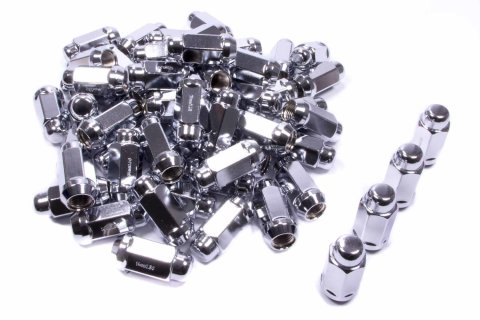Lug Nut - Extra Long Acorn Bulge - 9/16-18 in Right Hand Thread - 13/16 in Hex Head - 60 Degree Seat - Closed End - Steel - Chrome - Set of 60