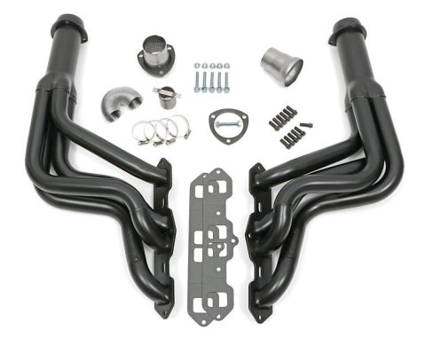 Headers - Street - 1.75 in Primary - 3 in Collector - Gaskets / Hardware Included - Steel - Black Paint - Oldsmobile V8 - Cutlass / 442 1968-77 - Pair