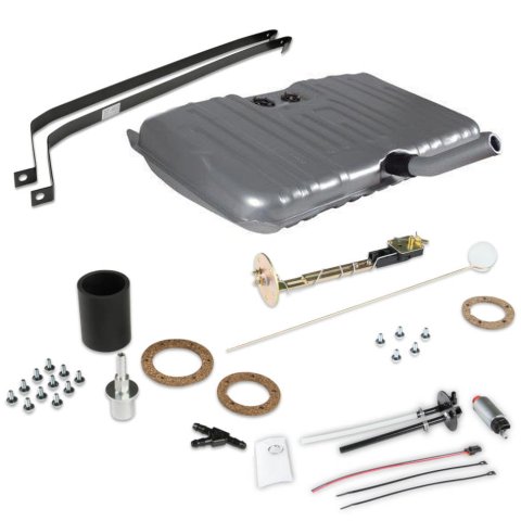 Fuel Tank - Sniper EFI - 20 gal - 255 lph Pump - 1/4 in NPT Outlet - 1/4 in NPT Return - Sending Unit - Steel - Silver Powder Coat - GM A-Body 1970-72 - Kit