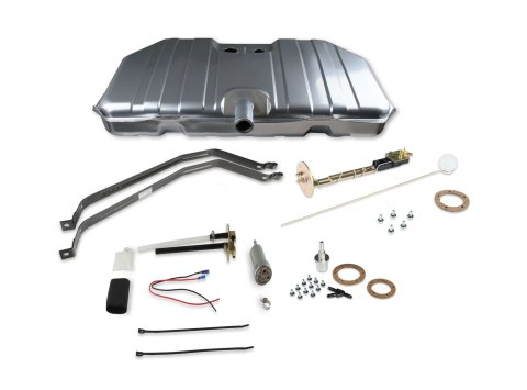 Fuel Tank - Sniper EFI - 18 gal - 400 lph - 1/4 in NPT Outlet - 1/4 in NPT Return - Sending Unit - Steel - Silver Powder Coat - GM F-Body 1969 - Kit