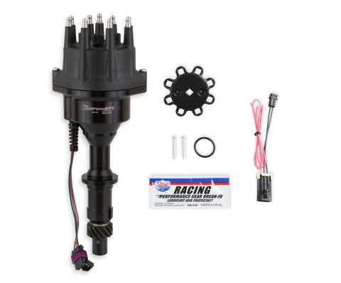 Distributor - Sniper EFI Hyperspark - Hall-Effect - Electronic - Male Style Terminal - Aluminum - Black Anodized - Pontiac V8 - Each